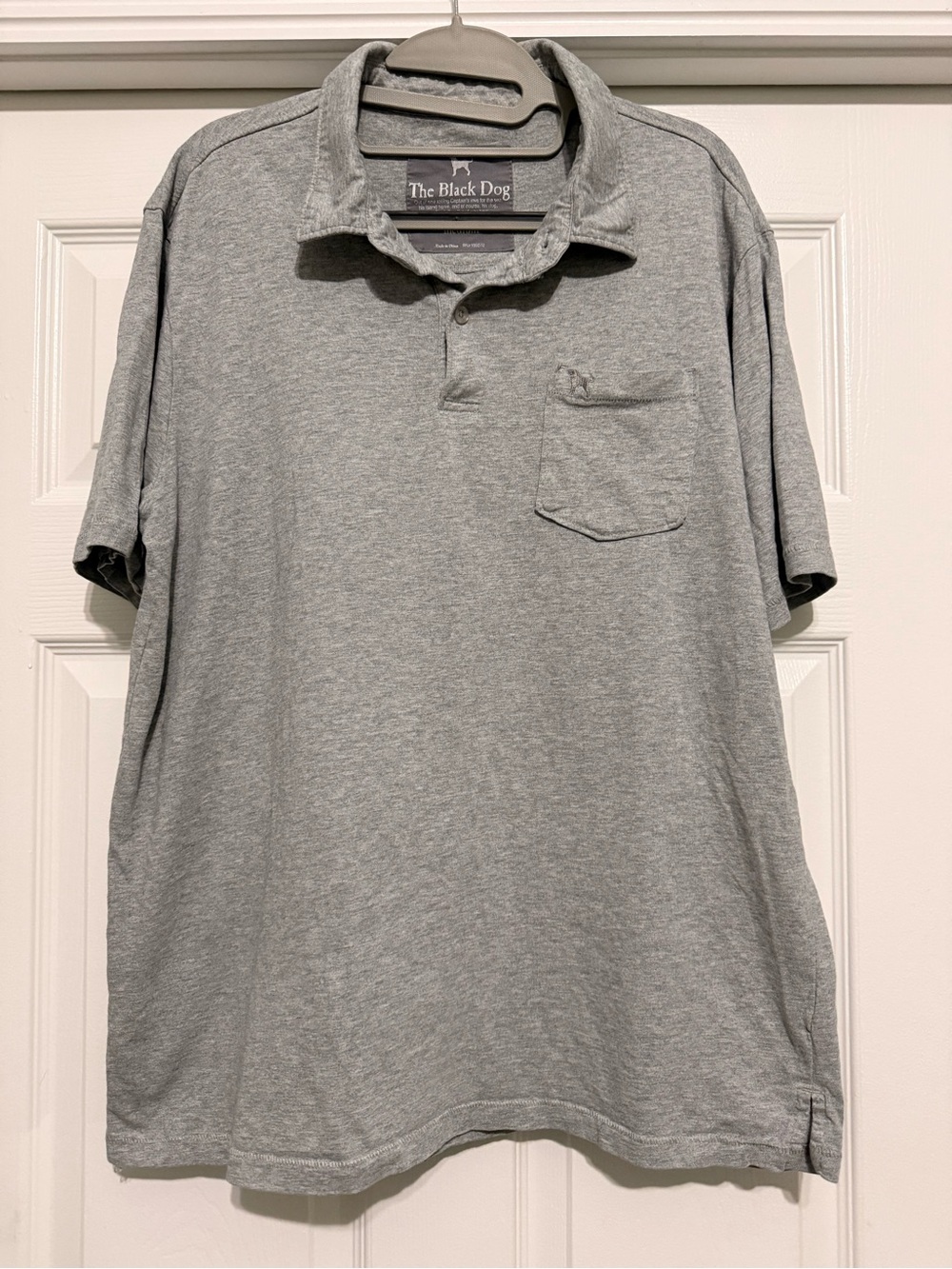 The Black Dog Men's Light Heather Gray Polo with Chest Pocket